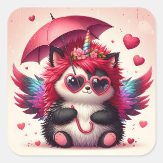Schattige Kat met vleugels Vierkante Sticker