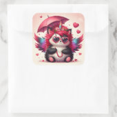 Schattige Kat met vleugels Vierkante Sticker (Tas)