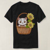 schattige kat met zonnebloem 5 t-shirt (Design voorkant)
