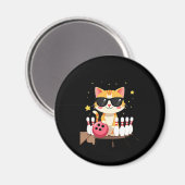 Schattige Kat Met Zonnebril Kat Speelt Bowling Voo Magneet (Voorkant / Achterkant)