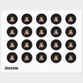 Schattige Kat Met Zonnebril Kat Speelt Bowling Voo Ronde Sticker (Vel)