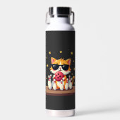 Schattige Kat Met Zonnebril Kat Speelt Bowling Voo Waterfles (Voorkant)