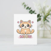 schattige kat miauw briefkaart (Staand voorkant)