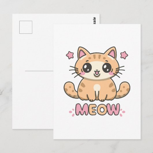schattige kat miauw briefkaart (Voorkant / Achterkant)