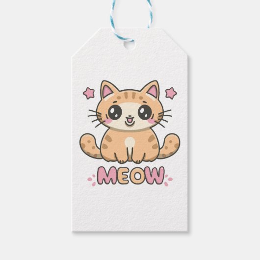 schattige kat miauw cadeaulabel (Voorkant)