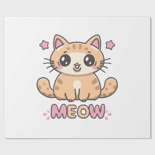schattige kat miauw cadeaupapier (Vlak)