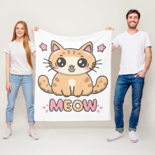 schattige kat miauw fleece deken