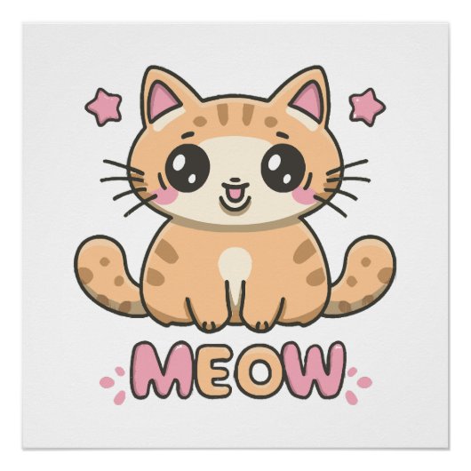 schattige kat miauw perfect poster (Voorkant)