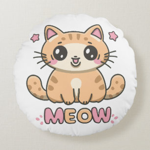 schattige kat miauw rond kussen