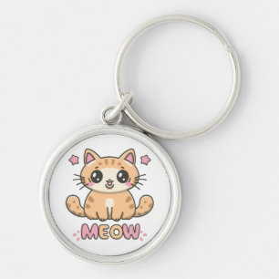 schattige kat miauw sleutelhanger