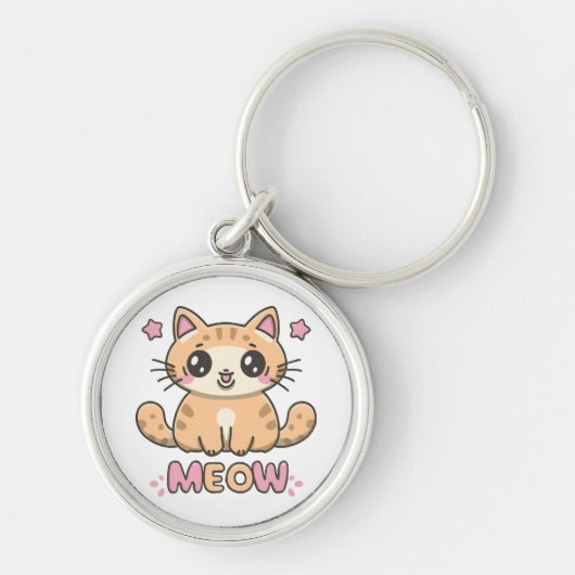 schattige kat miauw sleutelhanger (Voorkant)