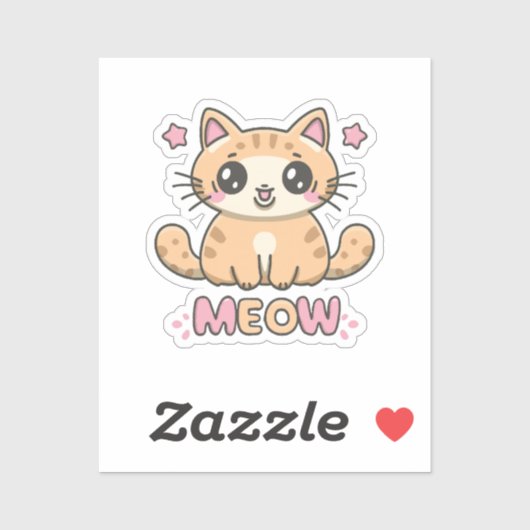 schattige kat miauw sticker (Vel)