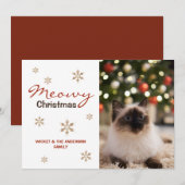 Schattige Kat Miauwe Kerst Foto Feestdagenkaart (Voorkant / Achterkant)