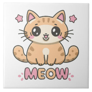 schattige kat miauwt tegeltje