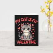 Schattige Kat, Mijn Kat Is Mijn Valentijn, Single Kaart (Gele Bloem)