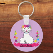 schattige kat-naamsleutelketen sleutelhanger (Voorkant)