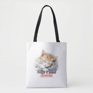 Schattige kat "Nap Time All the Time" Tote Bag
