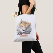 Schattige kat "Nap Time All the Time" Tote Bag (Dichtbij)