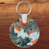 Schattige kat onder een bloeiende struik leuk sleutelhanger (Voorkant)