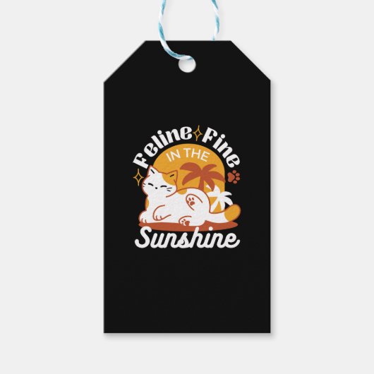 Schattige kat ontspannen in de zon - zomerhuisdier cadeaulabel (Voorkant)