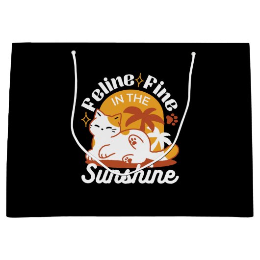 Schattige kat ontspannen in de zon - zomerhuisdier groot cadeauzakje (Voorkant)