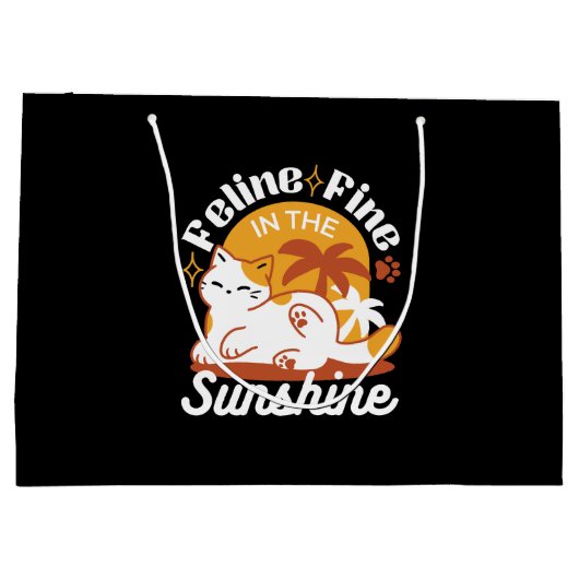 Schattige kat ontspannen in de zon - zomerhuisdier groot cadeauzakje (Achterkant)