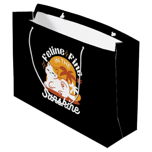 Schattige kat ontspannen in de zon - zomerhuisdier groot cadeauzakje (Achterkant Gekanteld)