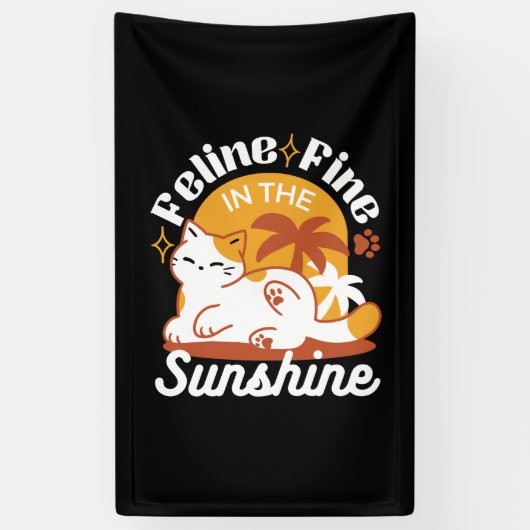 Schattige kat ontspannen in de zon - zomerhuisdier spandoek (Verticaal)