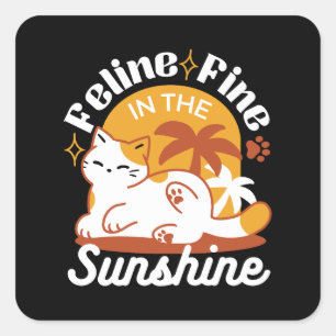 Schattige kat ontspannen in de zon - zomerhuisdier vierkante sticker