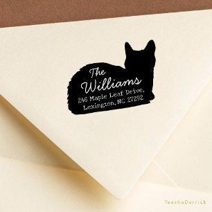 Schattige Kat Onze Nieuwe Huis Aankondiging Retour Rubberstempel