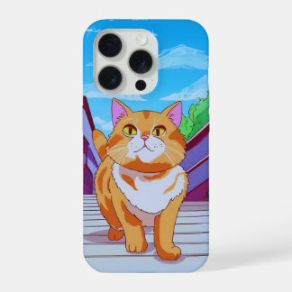 Schattige kat op avontuur iPhone 15 pro case