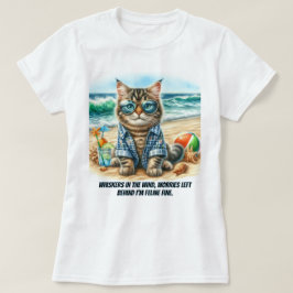 Schattige Kat op het Strand Kat Liefhebbers T-Shir T-shirt
