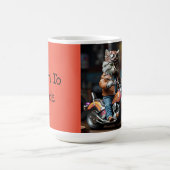 Schattige kat op motorfiets koffie Mok (Center)