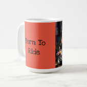 Schattige kat op motorfiets koffie Mok (Voorkant links)