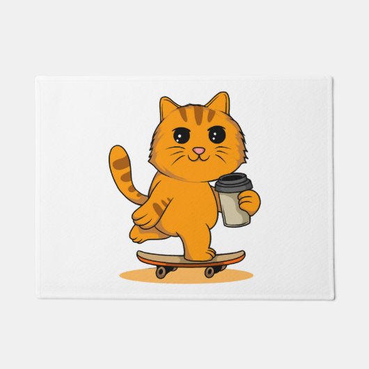 Schattige kat op skateboard deurmat (Voorkant)