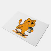 Schattige kat op skateboard deurmat (Schuin)