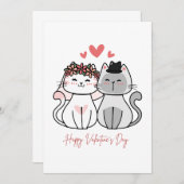 Schattige Kat Paar Valentijnsdag Kaart Romantisch (Voorkant / Achterkant)