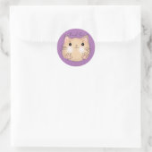 Schattige Kat, Paarse Dank je Ronde Sticker (Tas)