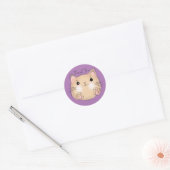Schattige Kat, Paarse Dank je Ronde Sticker (Envelop)