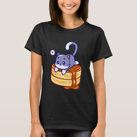 Schattige Kat Pannenkoekendag T-shirt (Voorkant)