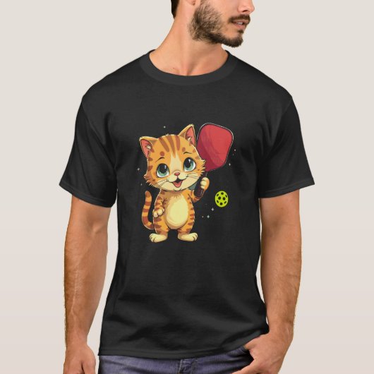 Schattige Kat Pickleball T-shirt (Voorkant)