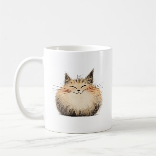 schattige kat pluizig koffiemok (Links)