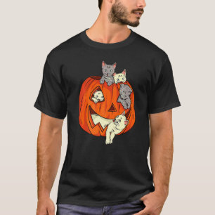 Schattige Kat Pompoen Gesneden Jack O Lantaarn Kat T-shirt
