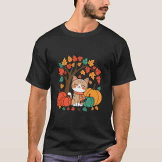 Schattige Kat Pompoen Halloween Griezelig Seizoen  T-shirt