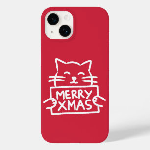 Schattige Kat Prettig Kerstfeest Case-Mate iPhone 14 Hoesje