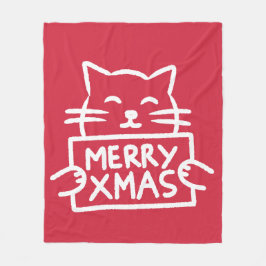 Schattige Kat Prettig Kerstfeest Fleece Deken
