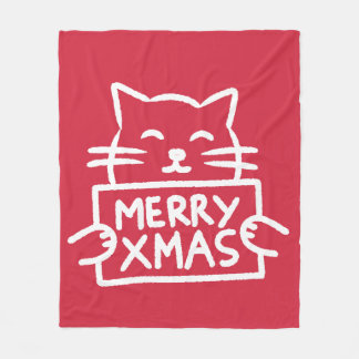 Schattige Kat Prettig Kerstfeest Fleece Deken