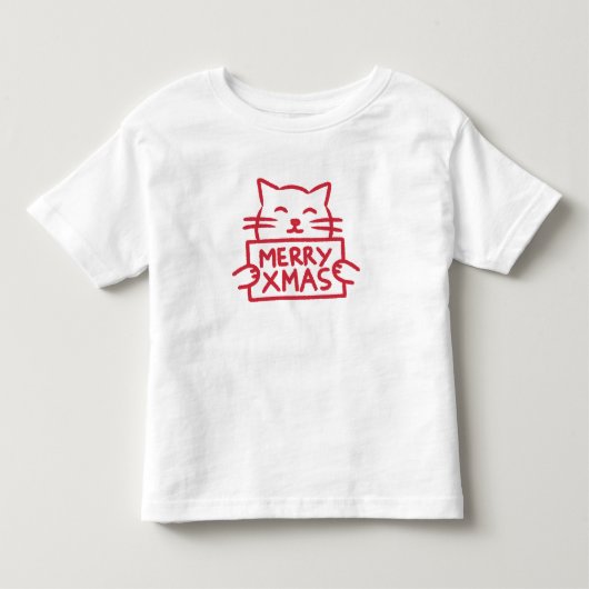 Schattige Kat Prettig Kerstfeest Kinder Shirts (Voorkant)