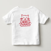 Schattige Kat Prettig Kerstfeest Kinder Shirts (Achterkant)