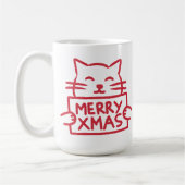 Schattige Kat Prettig Kerstfeest Koffiemok (Links)